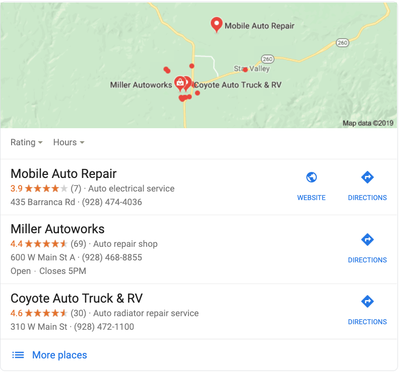 Google Map Listing Payson Arizona